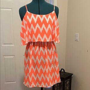 Rue21 Orange and White Asymmetrical Dress